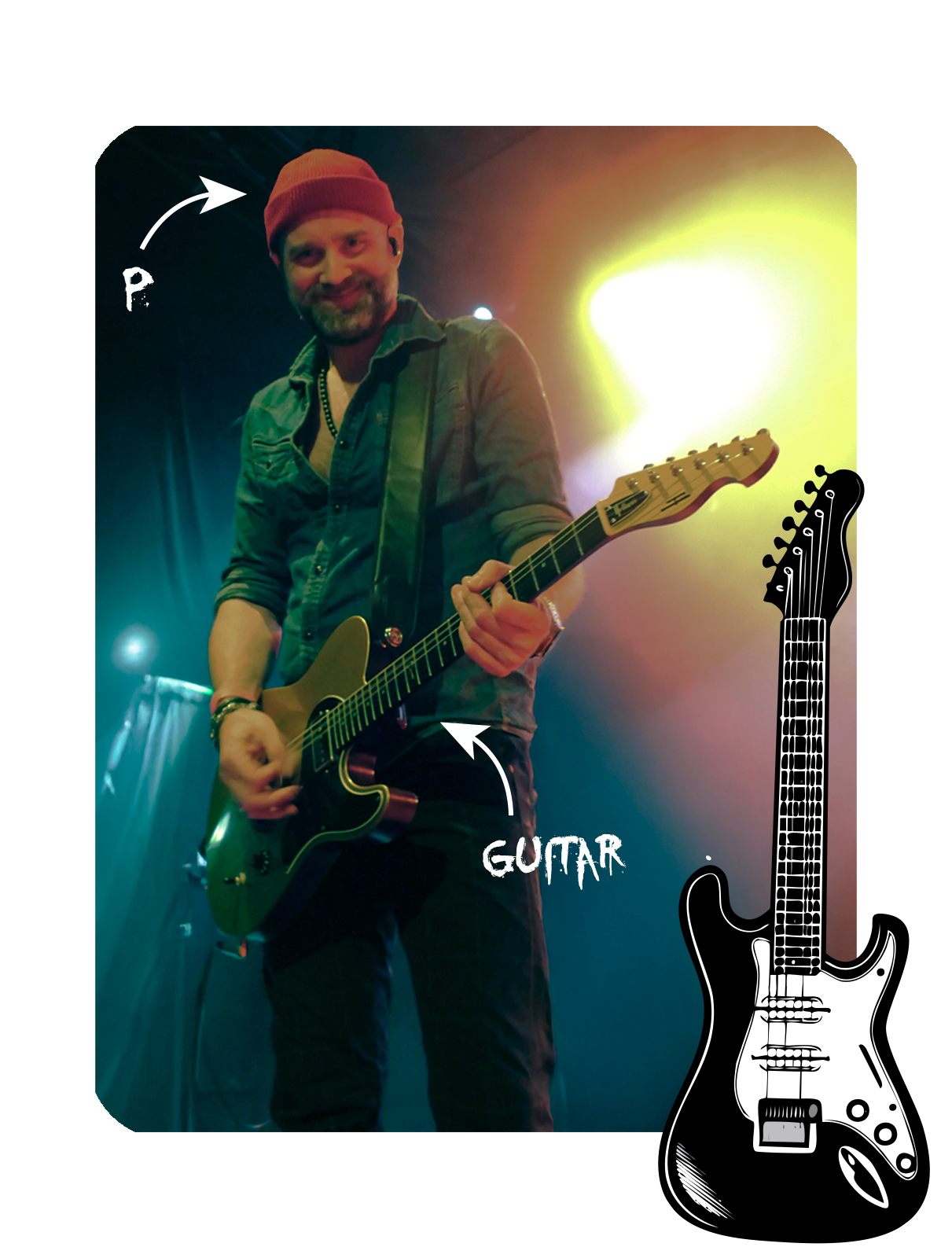 Musiker mir E-Gitarre
